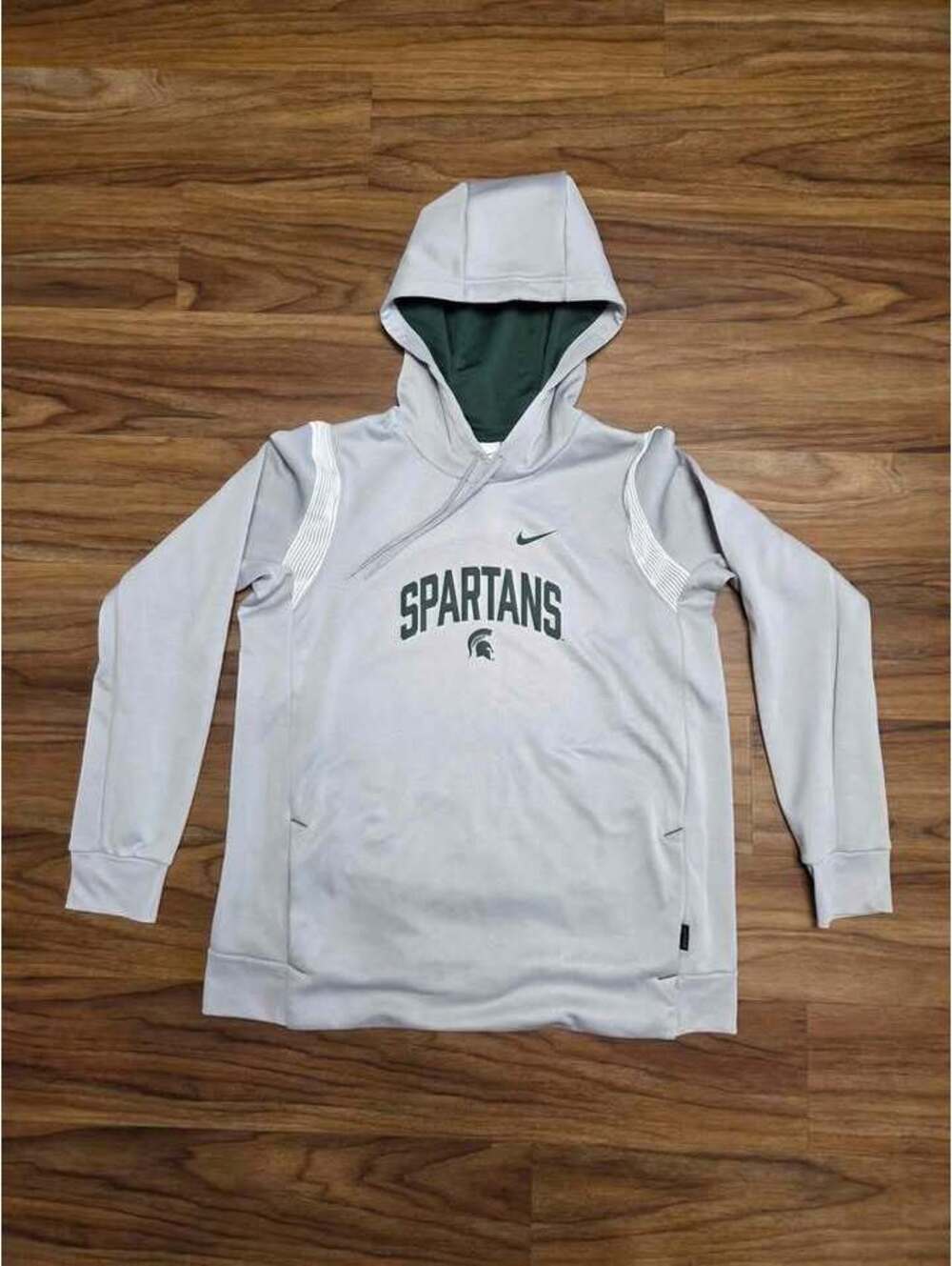 Men's Michigan State Spartans Hoodie Sweatshirt Size Large Gray Green Therma Fit